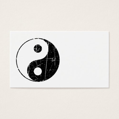 Scratched Black Vintage Yin Yang Business Card