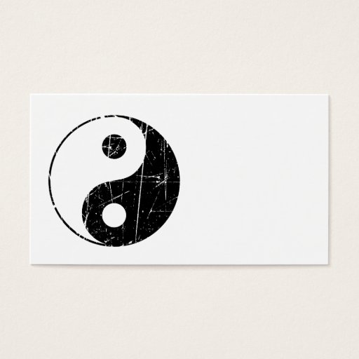 Customizable Scratched Black Vintage Yin Yang Business Card