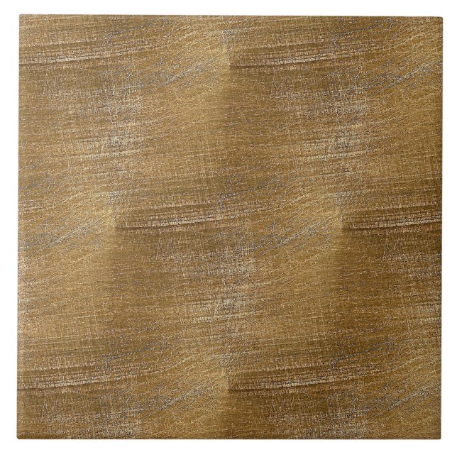 Scratched Brushed Gold Metal Look Ceramic Tile (Front)