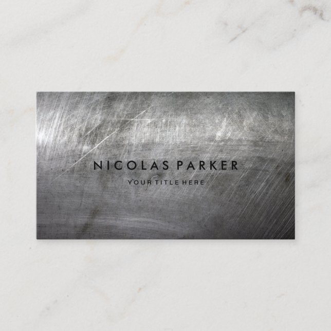 Scratched Brushed Metal Texture Business Card (Front)