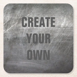 Scratched Brushed Metal Texture Square Paper Coaster