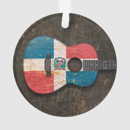 Scratched Dominican Republic Flag Acoustic Guitar Ornament
