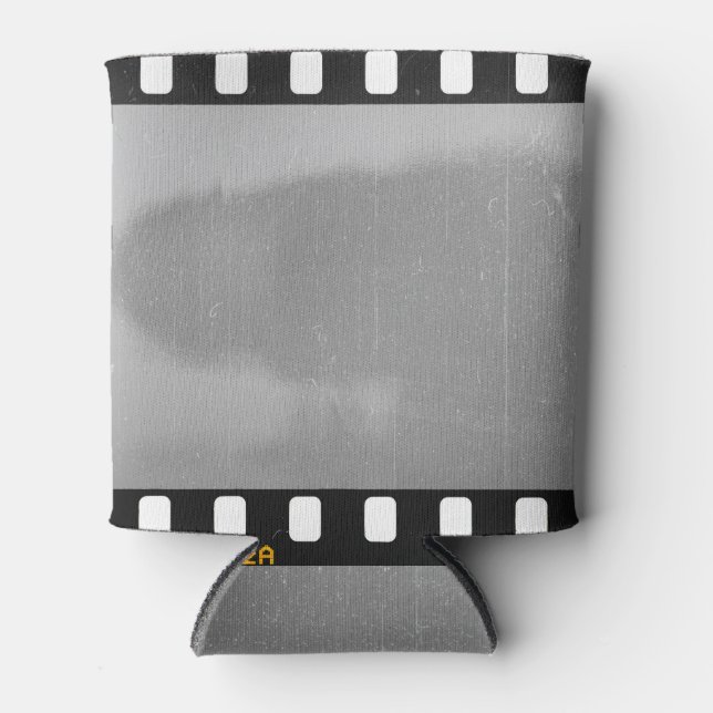 Scratched film strip, vintage placeholder. can cooler (Front)