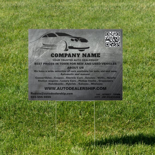Scratched Metal Effect Auto Dealership Advertising Sign (Insitu)