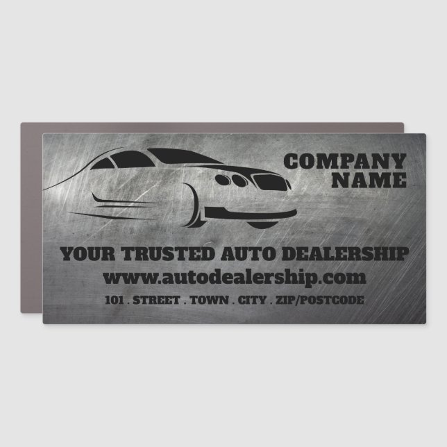 Scratched Metal Effect, Auto Dealership Car Magnet (Front)