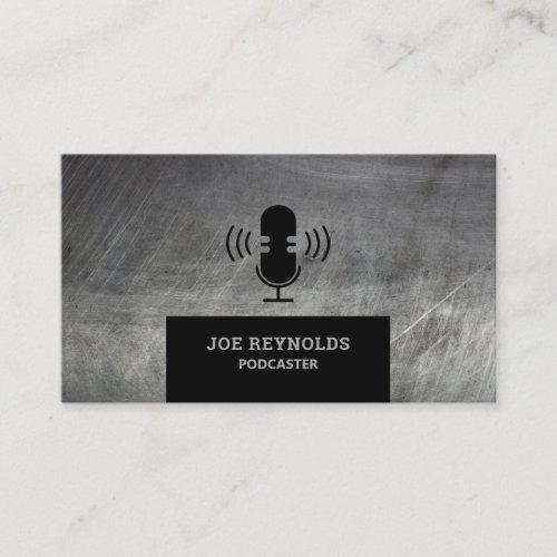 Scratched Metal Effect Podcaster Podcast Business Card