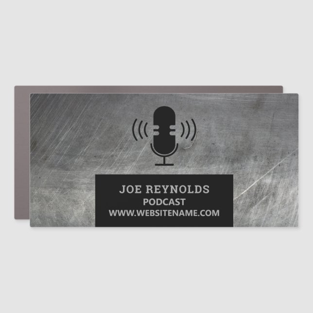 Scratched Metal Effect, Podcaster, Podcast Car Magnet (Front)