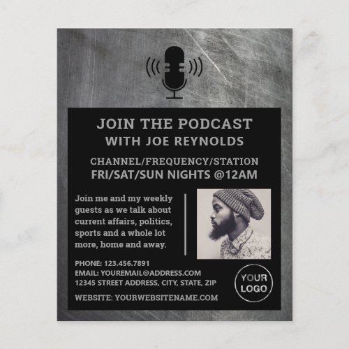 Scratched Metal Effect Podcaster Podcast Flyer