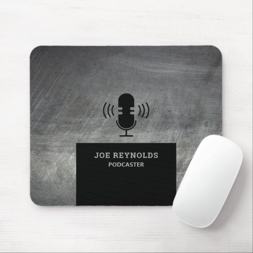 Scratched Metal Effect Podcaster Podcast Mouse Pad