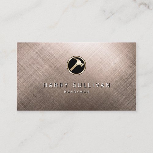 Scratched Metal Hammer Icon Handyman Business Card