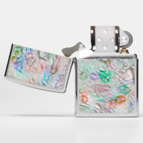 Scratched pixels in colored texture over off_white zippo lighter
