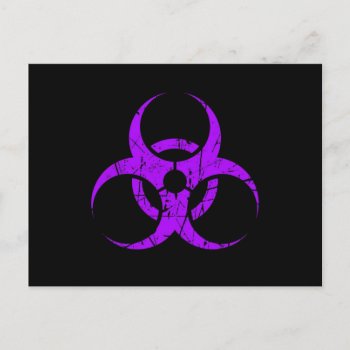Scratched Purple Biohazard Symbol On Black Postcard by JeffBartels at Zazzle