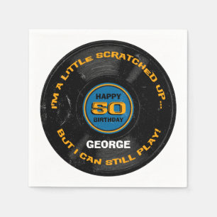 Scratched Record 50th Birthday Paper Napkins