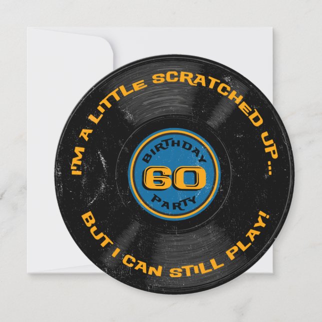 Scratched Record 60th Birthday Invitation (Front)