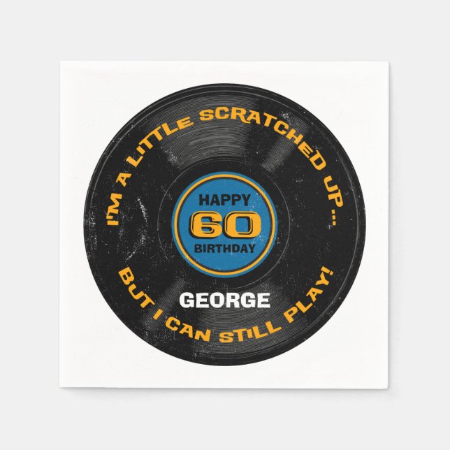 Scratched Record 60th Birthday Napkins (Front)