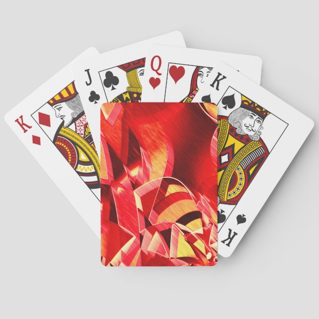 Scratched red ribbons simulating movement poker cards (Back)