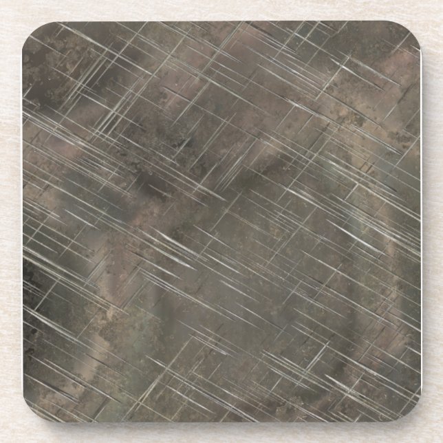 Scratched Silver Metal Coaster (Front)