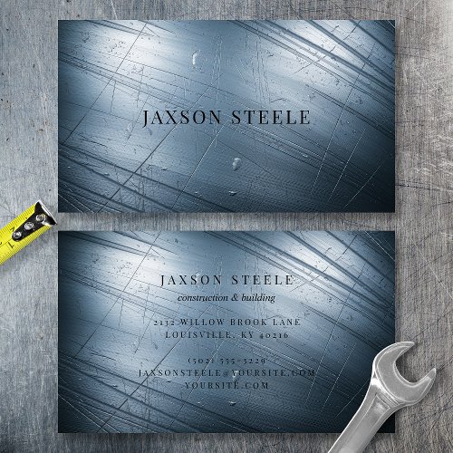 Scratched Steel Texture Business Card