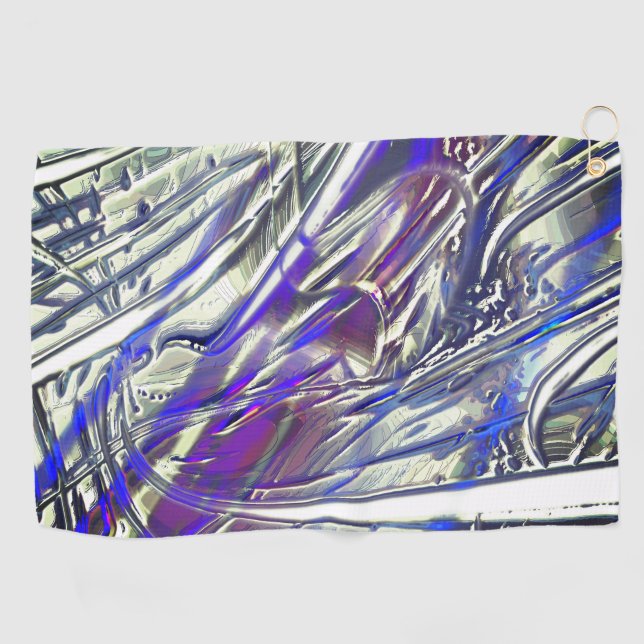 Scratched traces on silver texture under blue fume golf towel (Horizontal)