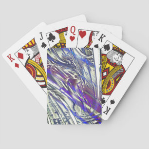 Scratched traces on silver texture under blue fume poker cards