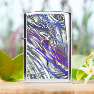 Scratched traces on silver texture under blue fume zippo lighter