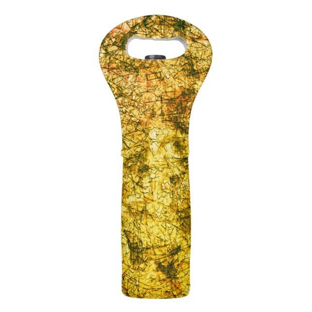 Scratches on a lightly spotted ocher yellow image wine bag (Front)