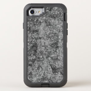 Scratches on scratches on a lightly spotted grey OtterBox defender iPhone SE/8/7 case