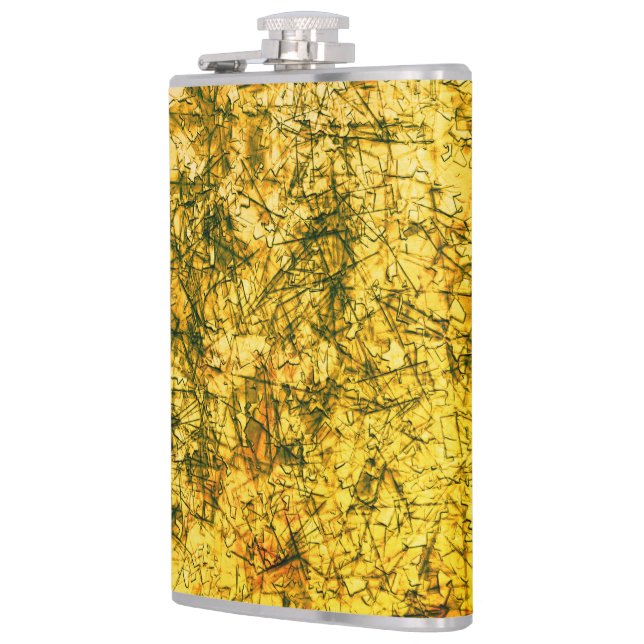 Scratches on scratches on a lightly spotted ocher flask (Left)