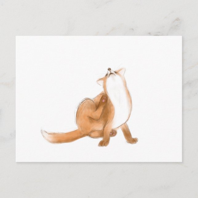 Scratching fox postcard (Front)