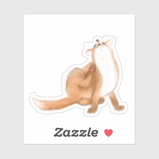 Scratching fox sticker (Sheet)