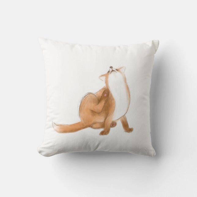 Scratching fox throw pillow (Front)