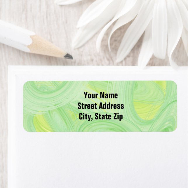 Scratchy Abstract Green Spirals Personalized Label (Insitu)