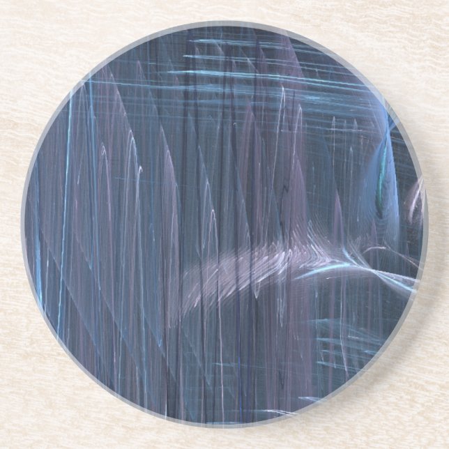 Scratchy Record Sound Waves in Blue Sandstone Coaster (Front)