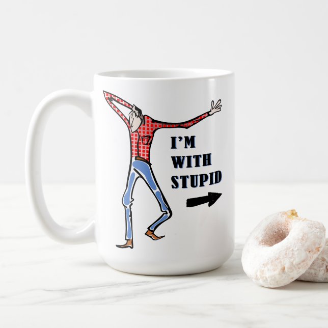 Scrawny, dumb-looking jackass coffee mug (With Donut)