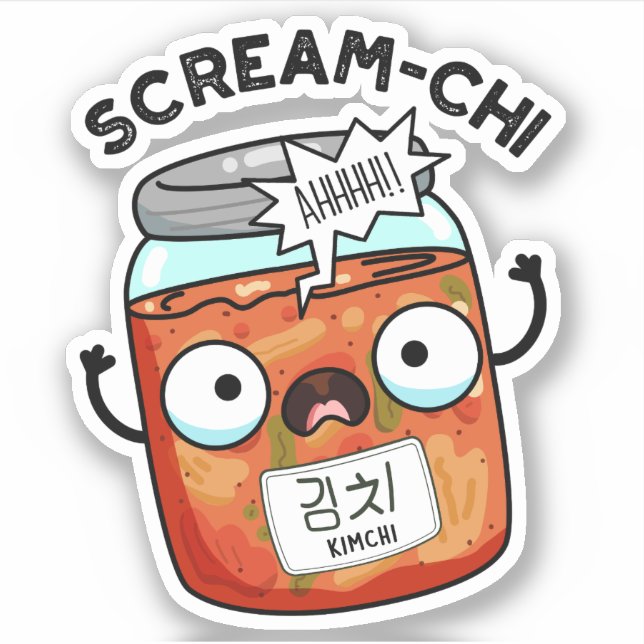 Scream-chi Funny Kimchi Puns Sticker (Front)