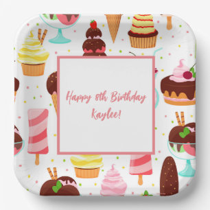 Scream for Ice Cream Girls Sweet Cute Birthday Paper Plates