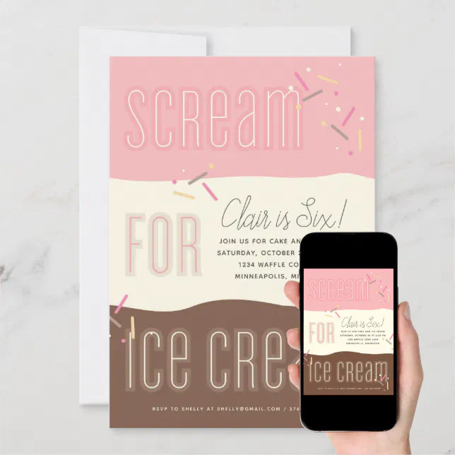 Scream For Ice Cream Invitation Zazzle 