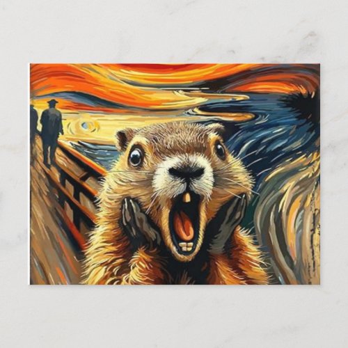 Scream Groundhog  Artistic Groundhog Day  Postcard