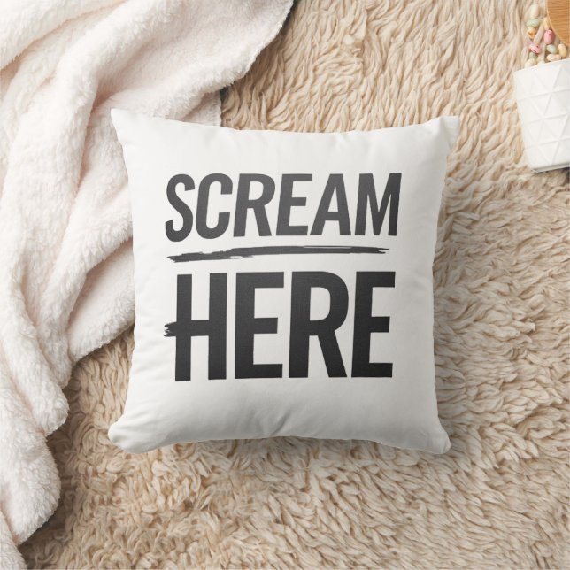 Scream here funny retro throw pillow (Blanket)