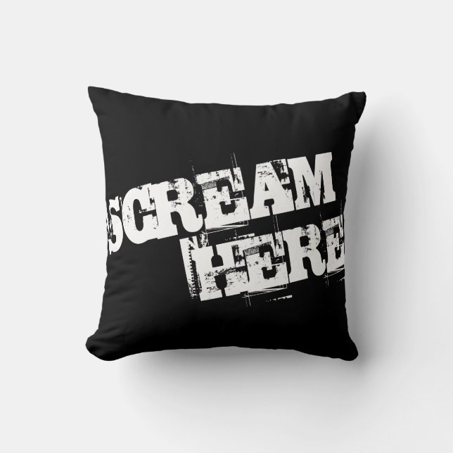 Scream Here | Grunge Style Throw Pillow (Front)