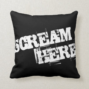 Scream Here Grunge Style Throw Pillow