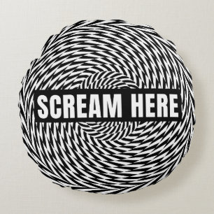 Scream Here Optical Illusion Throw Pillow