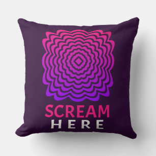 Scream Here Pink & Purple Ripple Throw Pillow