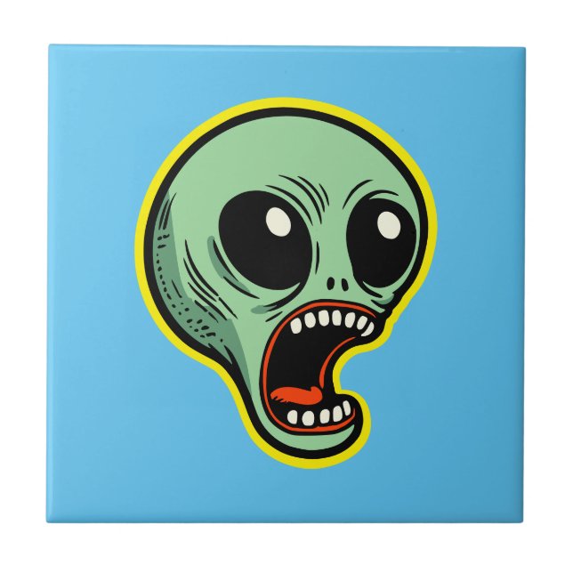 Screaming Alien Ceramic Tile (Front)