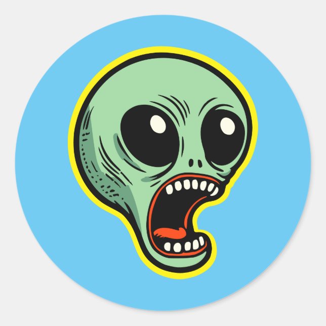 Screaming Alien Classic Round Sticker (Front)