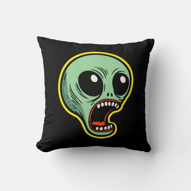 Screaming Alien Throw Pillow (Front)