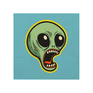 Screaming Alien Wood Wall Art