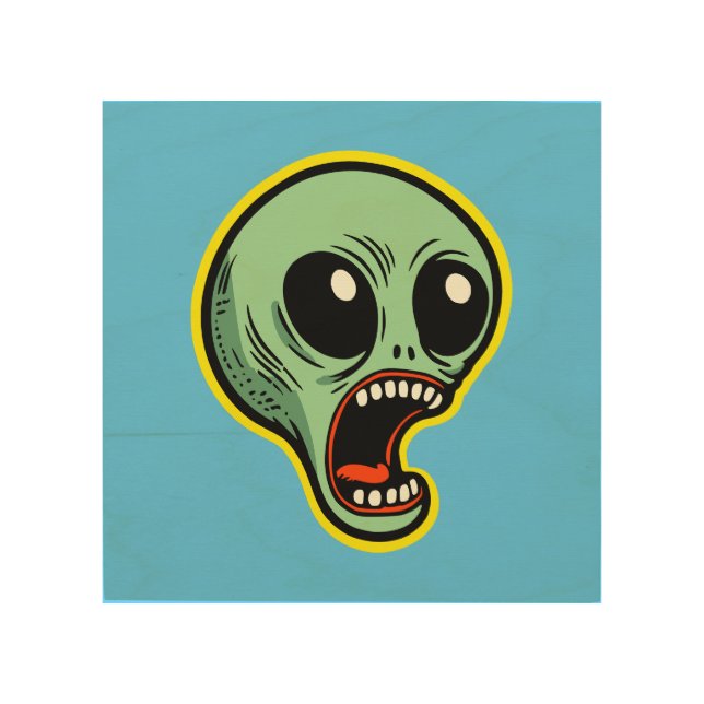 Screaming Alien Wood Wall Art (Front)