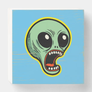 Screaming Alien Wooden Box Sign
