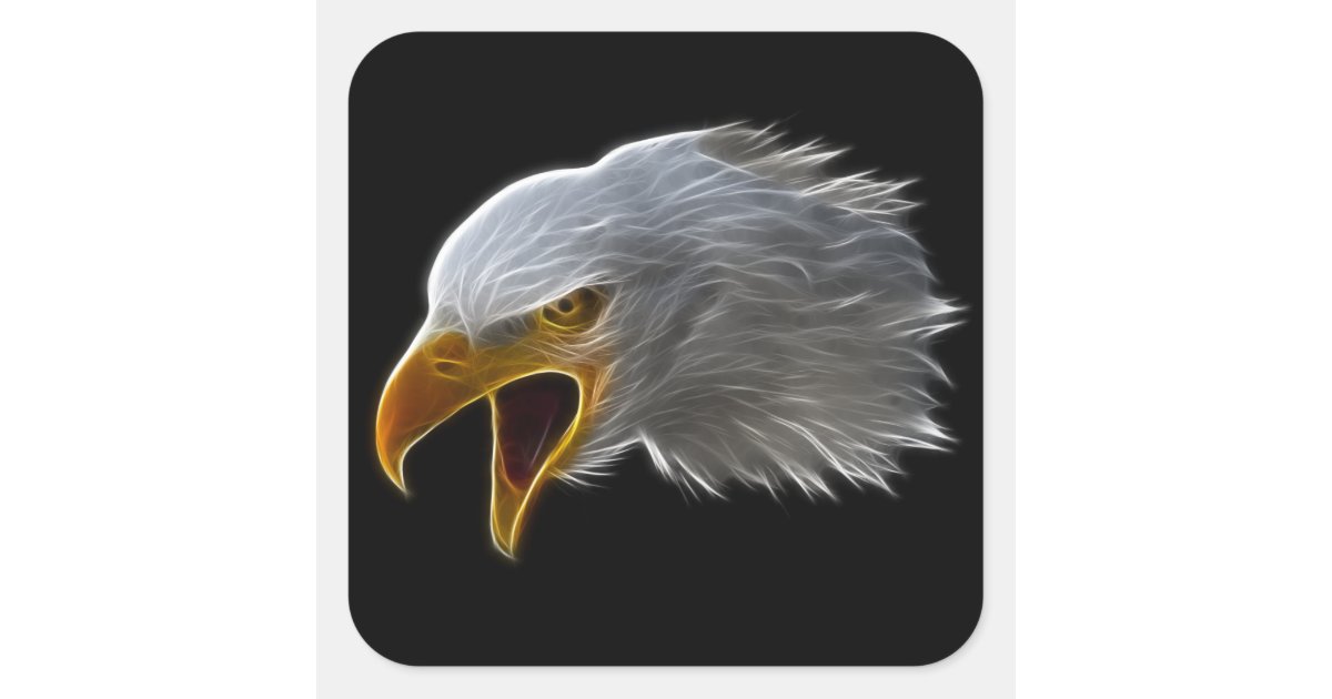 Personalized Screaming American Bald Eagle Head Square Sticker Zazzle Com